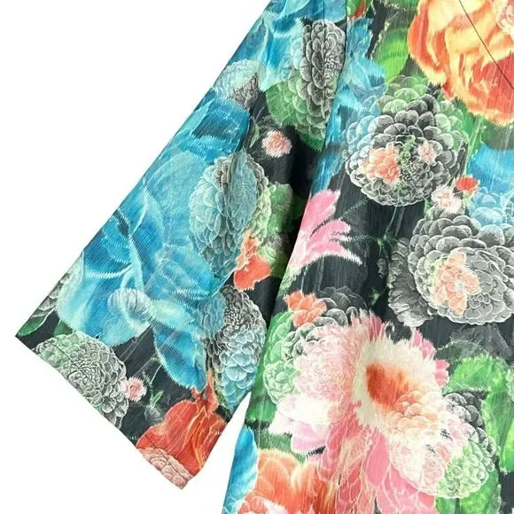 Bryn Walker Blouse Small Multi Floral Japanese Inspired Kimono 3/4 Sleeve Boho - Picture 4 of 10
